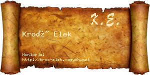Kroó Elek névjegykártya